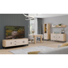 Kumode ar durvīm DANTE DT06, Ozols cremona/Kašmirs matēts/Melns